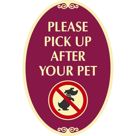 Lyle Please Pick Up After Your Pet with Graphic, 12x18, High Intensity Prismatic, Burgundy G-2521-HI_12x18