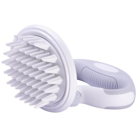 Petpurifiers Gyrater Swivel Travel Silicone Massage Grooming Pet Brush, White - One Size PE3166666