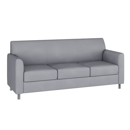 Flash Furniture HERCULES Diplomat Gray LeatherSoft Sofa with Clean Line-Stitched Frame and Chrome Legs BT-827-3-GY-CHR-GG