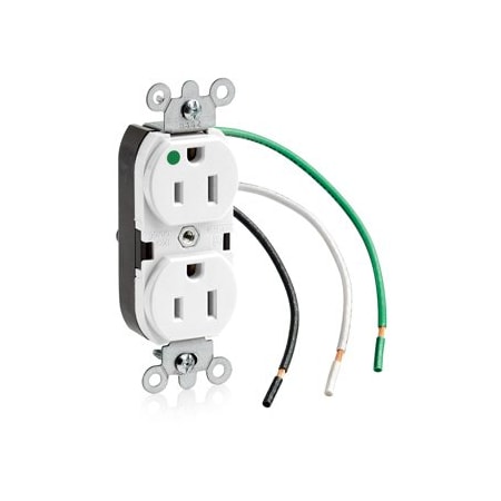 Leviton Heavy Duty Hospital Grade Duplex Receptacle, 15 Amp, 125 Volt 8200-LW