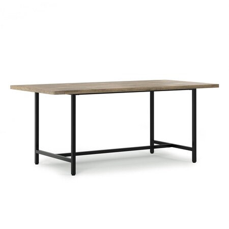 Homeroots 72" Gray and Black Solid Wood and Iron Frame Base Dining Table 640706