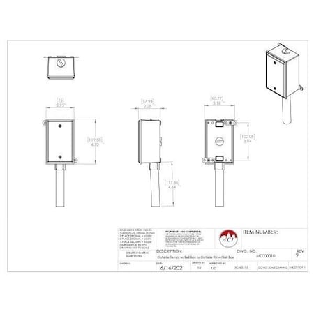 Aci OUTSIDE AIR RH ONLY SENSORS A/RH3-O-BB