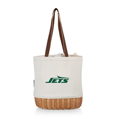 Picnic Time Family Of Brands New York Jets - Pico Willow and Canvas Lunch Basket, (Natural Canvas) 200-00-187-224-2