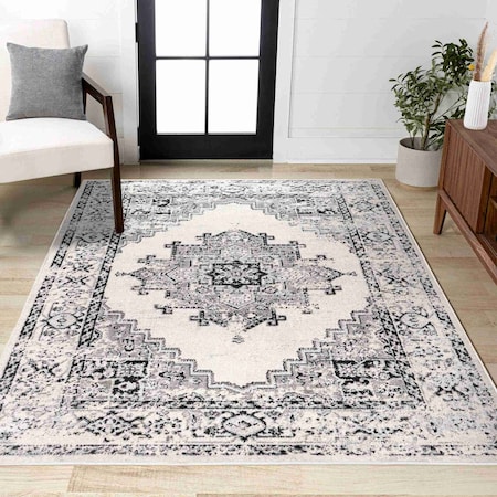 Jonathan Y Inigo Cottage Medallion Dark Gray/Cream 3 ft. x 5 ft. Area Rug BMF107B-3