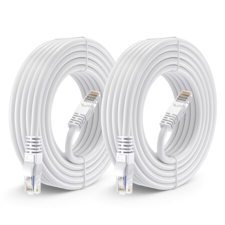 Maximm 25ft Cat6 Round LAN Patch Cable, 2PK, White, 2PK CAT625FT2PKWhite