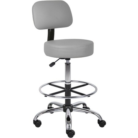 Norstar Caressoft Medical Drafting Stool with Back Cushion and Foot Ring- Grey B16245-GY
