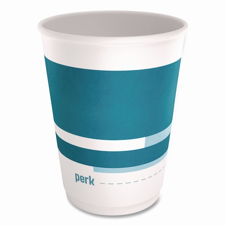 Perk Insulated Paper Hot Cups, 12 oz, White/Blue, 480PK PK-60911CT