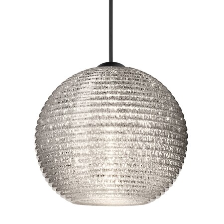 Besa Lighting Besa Kristall 6 Pendant, Glitter, Black Finish, 1x 5W LED 1XT-4615GL-LED-BK