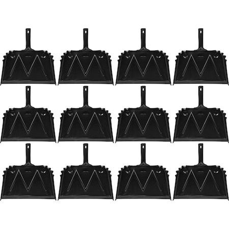 Genuine Joe Heavy-Duty Metal Dustpan - 16 Wide - Steel - Black, 12PK GJO85151CT