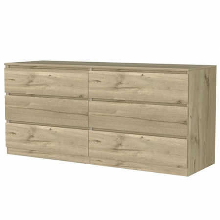Homeroots 60" Brown and White Six Drawer Double Dresser 478263
