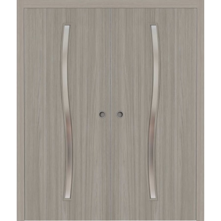 Sartodoors Sliding French Double Pocket Doors 36 x 80 inches, BASIC 3002 Oak Franko, Kit Rail Hardware, Soli BASIC3002DP-DUFR-36
