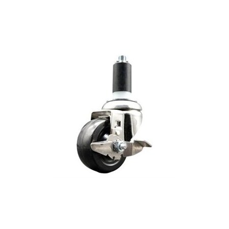 Service Caster 3.5 Inch 316SS Hard Rubber Swivel 1-1/4 Inch Expanding Stem Caster with Brake SCC-SS316EX20S3514-HRS-TLB-114