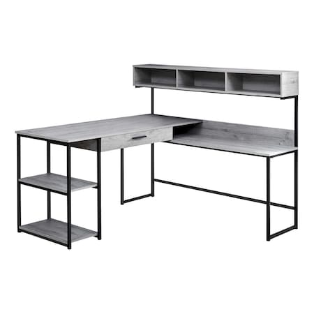 Homeroots 59" Gray and Black L Shape Computer Desk 333394