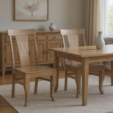 Homeroots Set of Two Brown Solid Wood Slat Back Dining Side Chairs 565292