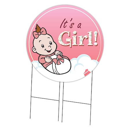 Signmission Its A Girl Double Sided Corrugated Plastic Circle Yard Sign C-36-CIR-DS-WS-Its a Girl