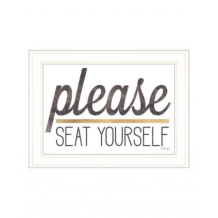 Homeroots Please Seat Yourself 2 White Framed Print Wall Art 408133
