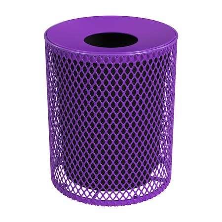 Leisure Craft 32 Gallon Receptacle with Lid and Liner, Expanded Metal, Portable, Purple 32EXPLNSML-PURPLE