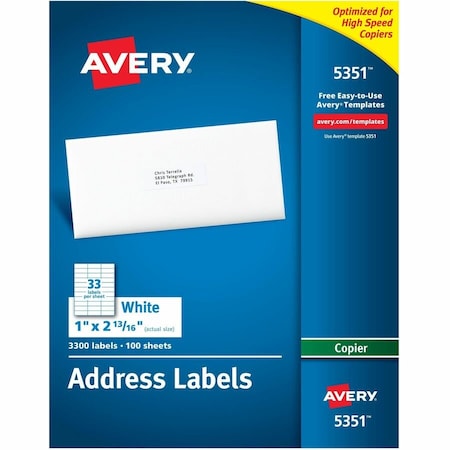 Avery Dennison Copy Labels, 1x2-3/4, 3300/Bx, PK3300 5351