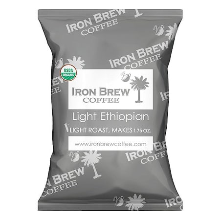 Iron Brew Coffee, Light Ethiopia, Fraction Pack, Caffeinated, Ground, 0.8 oz C-50FPOLE