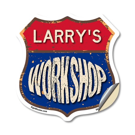 Signmission Larry's Workshop, 12 Inch X 12 Inch, Vinyl Decal SHI-D-12-489-LARRY