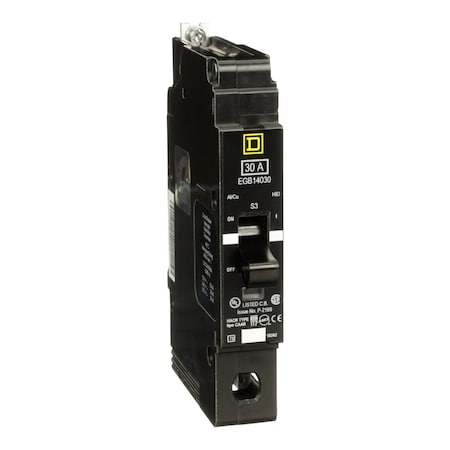 Square D Miniature Circuit Breaker, E FRAME Series, 30A, 1 Pole, 277V AC, 65kA at 120V AC EGB14030