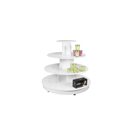 Specialty Store Services White 4 Tier Round Mobile Display Table With Casters and Laminate Shelves, 45 In. H 3416W