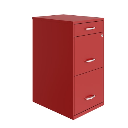Space Solutions 14.25 in W 3 Drawer Vertical File Cabinet W/ Pencil Drawer, Lava Red 24417