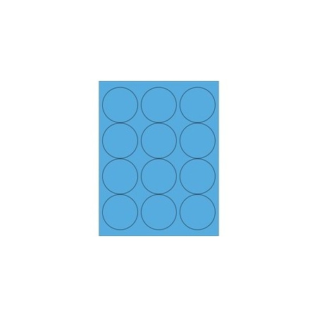 Bubblefast 2 1/2'' Fluorescent Pastel Blue Circle Laser Labels-12 Labels per Sheet BFLL194BB