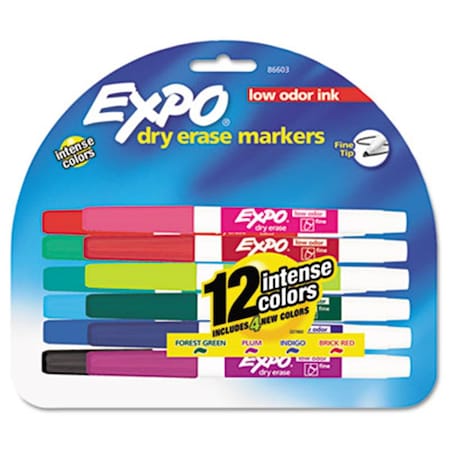 Expo Low Odor Dry Erase Markers Fine Point Assorted 12Set 86603