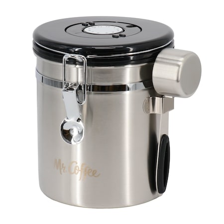 Mr. Coffee Mondrich 48 Ounce Stainless Steel Airtight Coffee Canister with Scoop 136627.02
