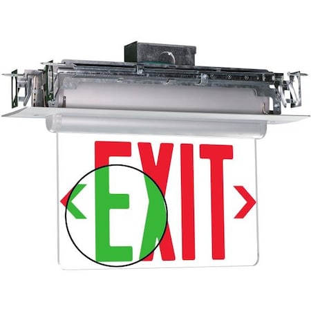 Exitronix S900U Series LED Edge-Lit Exit Sign, Universal Mount, Aluminum Housing S900UM-RG-WB-SR-AG