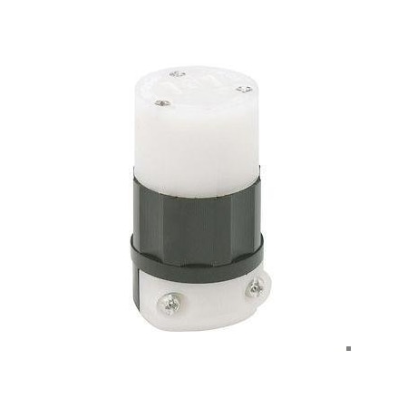 Leviton Straight Blade Connector, 1-15R, 15 A, 125V AC, 2 Pole, 2 Wire, Screw Terminals, Black, White 5869-C
