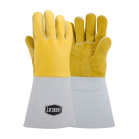 Ironcat Premium Grade Top Grain Elkskin Leather Welder's Glove w/Cotton/Foam Lining and Gauntlet Cuff 9060/M