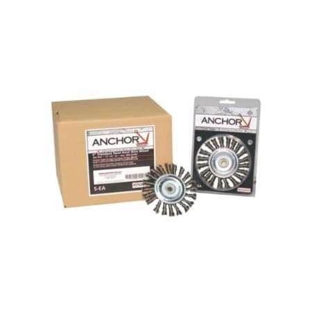 Anchor Brand Stringer Bead Wheel Brush, 6 in D x 6 in W, 0.02 in Stainless Steel Wire, 10PK 102-6S58S