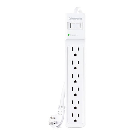 Cyberpower OutletStrip, White, 9-23/32in, 6Outlets B604