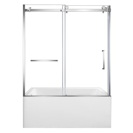 Kingston Brass 60" Acrylic Alcove Left-Hand Drain Tub with Right Sliding Tub Door, White/Polished Chrome KVTDE603122L1