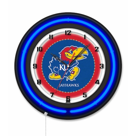 Holland Bar Stool University of Kansas 19 Double Neon Wall Clock Clk19BK