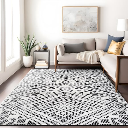 World Rug Gallery Tribal Pattern Area Rug 7 ft 10 in x 10 ft Cream WR141CREAM8X10