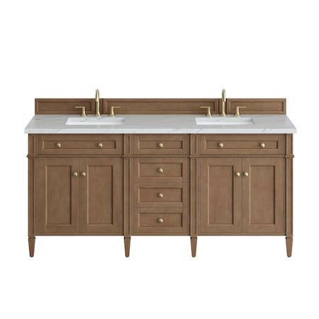 James Martin Vanities Brittany 72" Double Vanity, Pecan w/ 3 CM Ethereal Noctis Silestone Top 655-V72-PCN-3ENC
