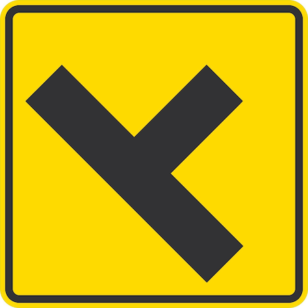 Lyle W2-2, 90ft Sideroad Symbol, 30x30, High Intensity Prismatic, Yellow G-15297-HI_30x30