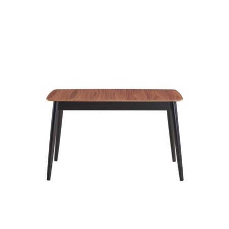 Homeroots 63" Natural and Black Wood Butterfly Leaf Extendable Dining Table 631292