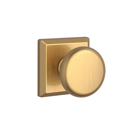 Baldwin Full Dummy Round Knob and Traditional Square Rose Lifetime Satin Brass Finish FDROUTSR044