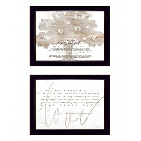 Homeroots Set Of Two Love or In the Moment 2 Black Framed Print Wall Art, 2PK 407930