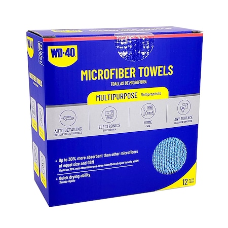 Wd-40 Extra Absorbent Microfiber Towel - Blue Color, 12PK L40105