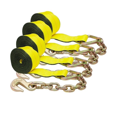 Mytee Products 4 in. x 40 ft. Winch Strap with Chain Anchor, 4PK WS440CAx4