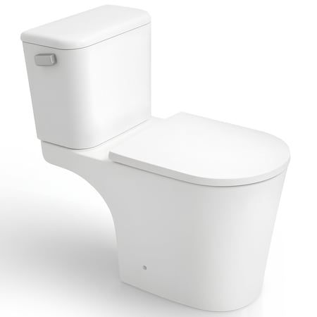 Anzzi Two-Piece Elongated Toilet in White with Soft-Close Lid, 1.6 GPF Flush, (Toilet Only) TL-AZ600