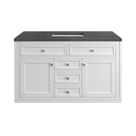 James Martin Vanities Chicago 48 in. Single Vanity, Glossy White, w/ 3 CM Charcoal Soapstone Silestone Top 503-V48-GW-3CSP