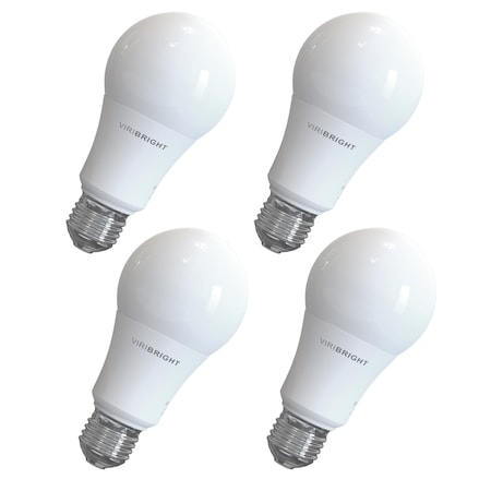 Viribright A19 LED Bulb, 9W, 800 Lumens, Non-Dimmable, Cool White 4000K (4 Pack) EA19-4K-640339-4PK