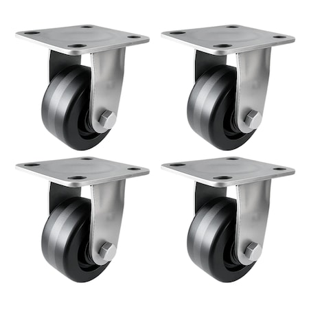 Hyw Products Heavy Duty Caster Set 4in Phenolic Wheels, 4 Rigid, 4PK 40-40R-A1-PH-4
