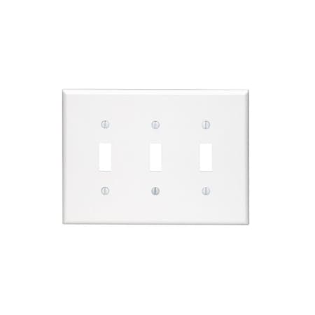 Leviton Switch Wallplate, Midway Size, Gang 3, White 80511-W